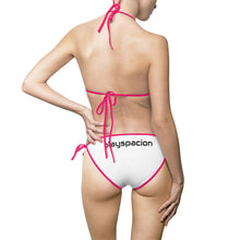 Load image into Gallery viewer, Spaciona Text Triangle Bikini — Women's Tie-Side Swimsuit
