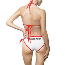 Load image into Gallery viewer, Spaciona Text Triangle Bikini — Women's Tie-Side Swimsuit
